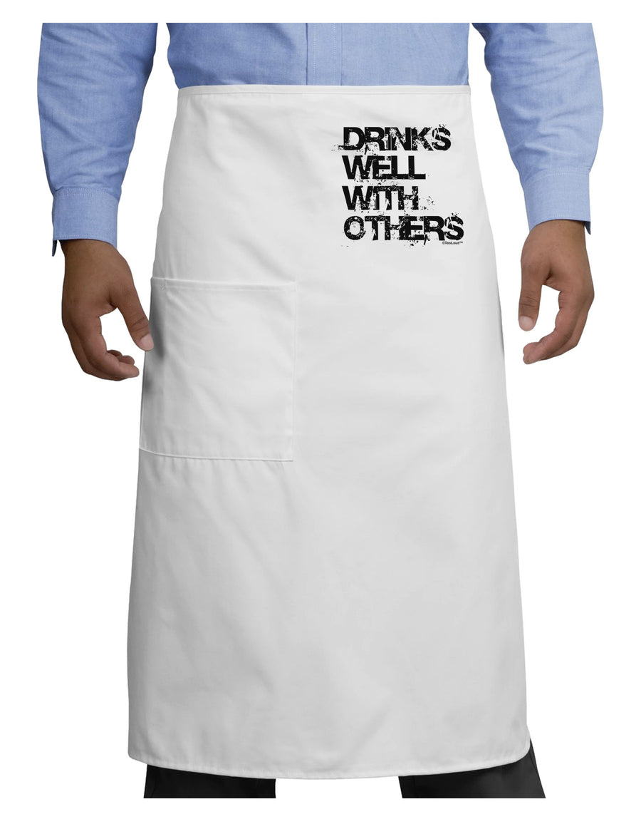 Drinks Well With Others Adult Bistro Apron by TooLoud-Bistro Apron-TooLoud-White-One-Size-Adult-Davson Sales