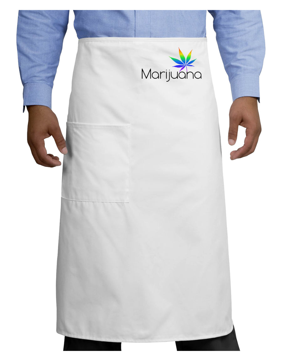 Marijuana Text and Leaf - Rainbow Adult Bistro Apron-Bistro Apron-TooLoud-White-One-Size-Adult-Davson Sales