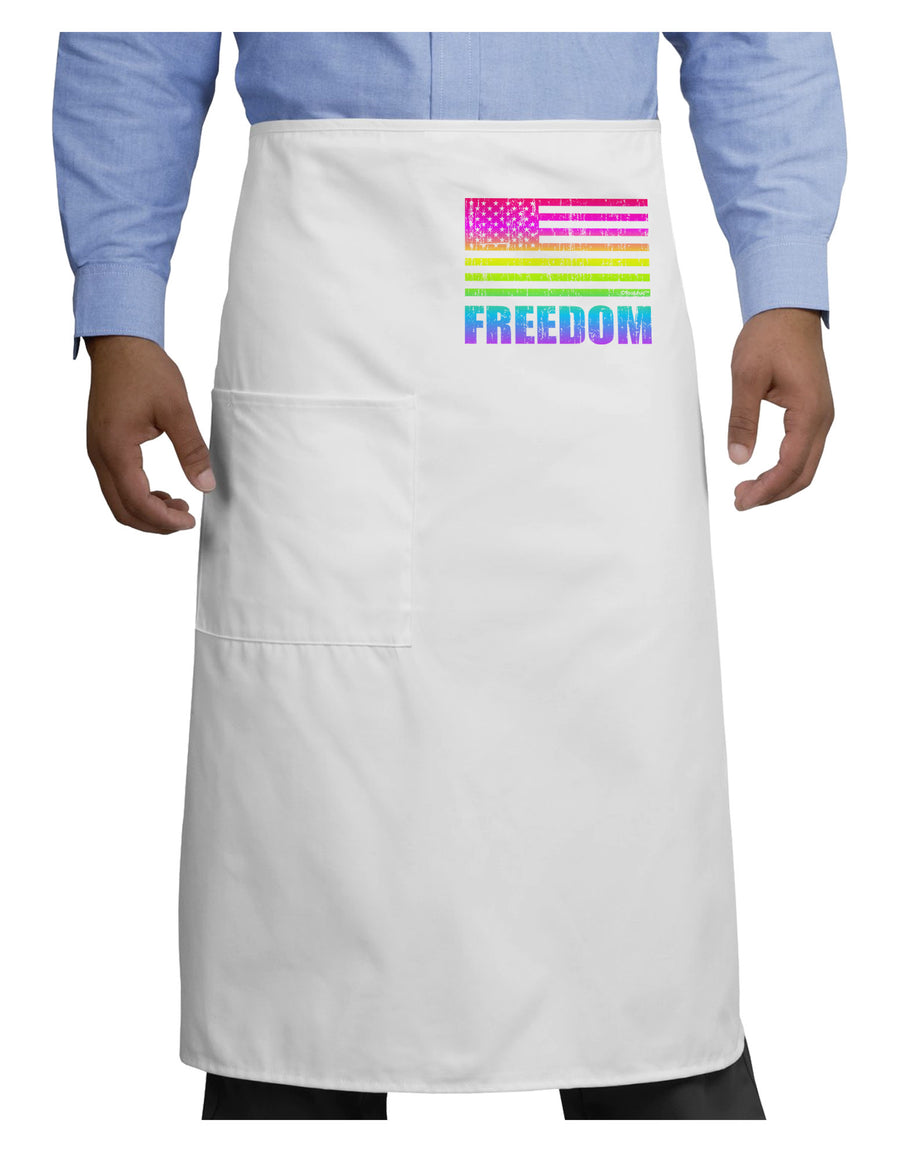 American Pride - Rainbow Flag - Freedom Adult Bistro Apron-Bistro Apron-TooLoud-White-One-Size-Adult-Davson Sales