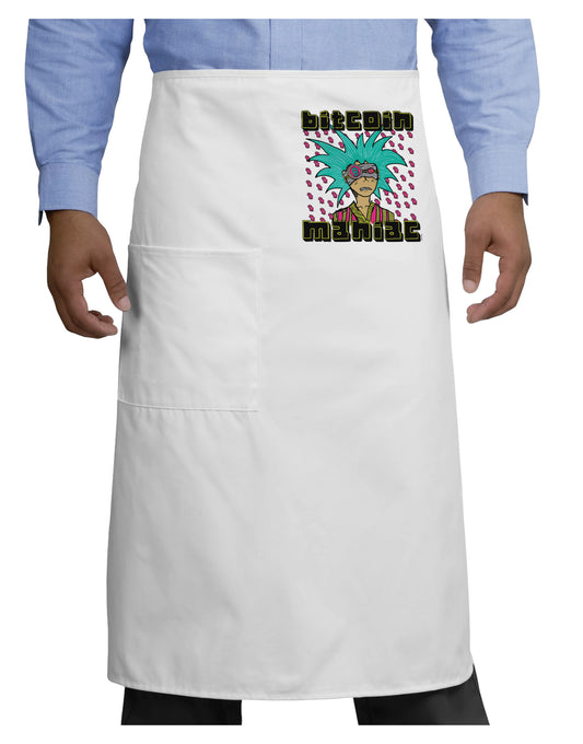 Bitcoin Maniac Crypto Adult Bistro Apron-Bistro Apron-TooLoud-White-One-Size-Adult-Davson Sales