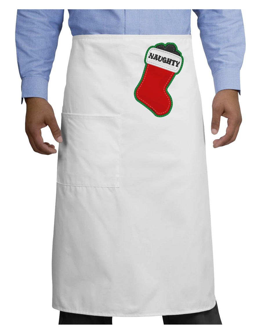 Naughty Coal Cute Christmas Stocking Adult Bistro Apron-Bistro Apron-TooLoud-White-One-Size-Adult-Davson Sales