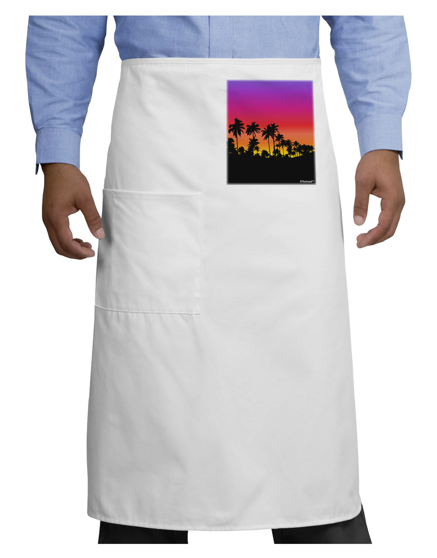 Palm Trees and Sunset Design Adult Bistro Apron by TooLoud-Bistro Apron-TooLoud-White-One-Size-Adult-Davson Sales