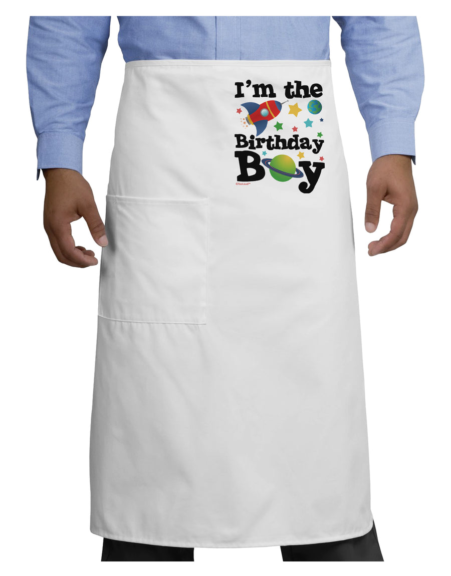 I'm the Birthday Boy - Outer Space Design Adult Bistro Apron by TooLoud-Bistro Apron-TooLoud-White-One-Size-Adult-Davson Sales