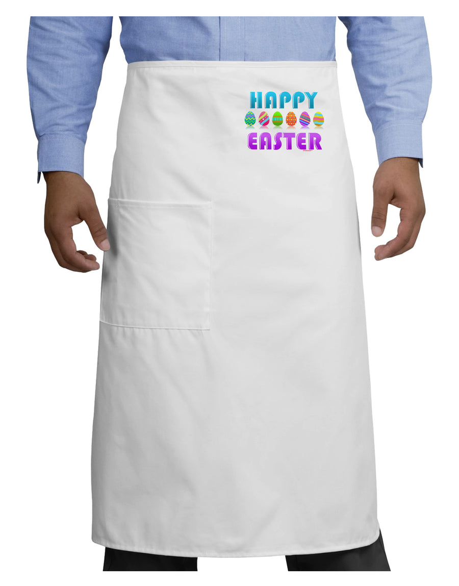 Happy Easter Decorated Eggs Adult Bistro Apron-Bistro Apron-TooLoud-White-One-Size-Adult-Davson Sales