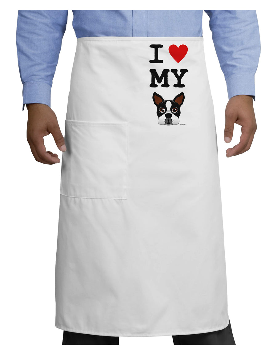 I Heart My Boston Terrier Adult Bistro Apron-Bistro Apron-TooLoud-White-One-Size-Adult-Davson Sales