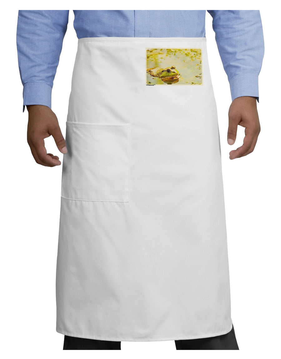 Bullfrog In Watercolor Adult Bistro Apron by TooLoud-Bistro Apron-TooLoud-White-One-Size-Adult-Davson Sales