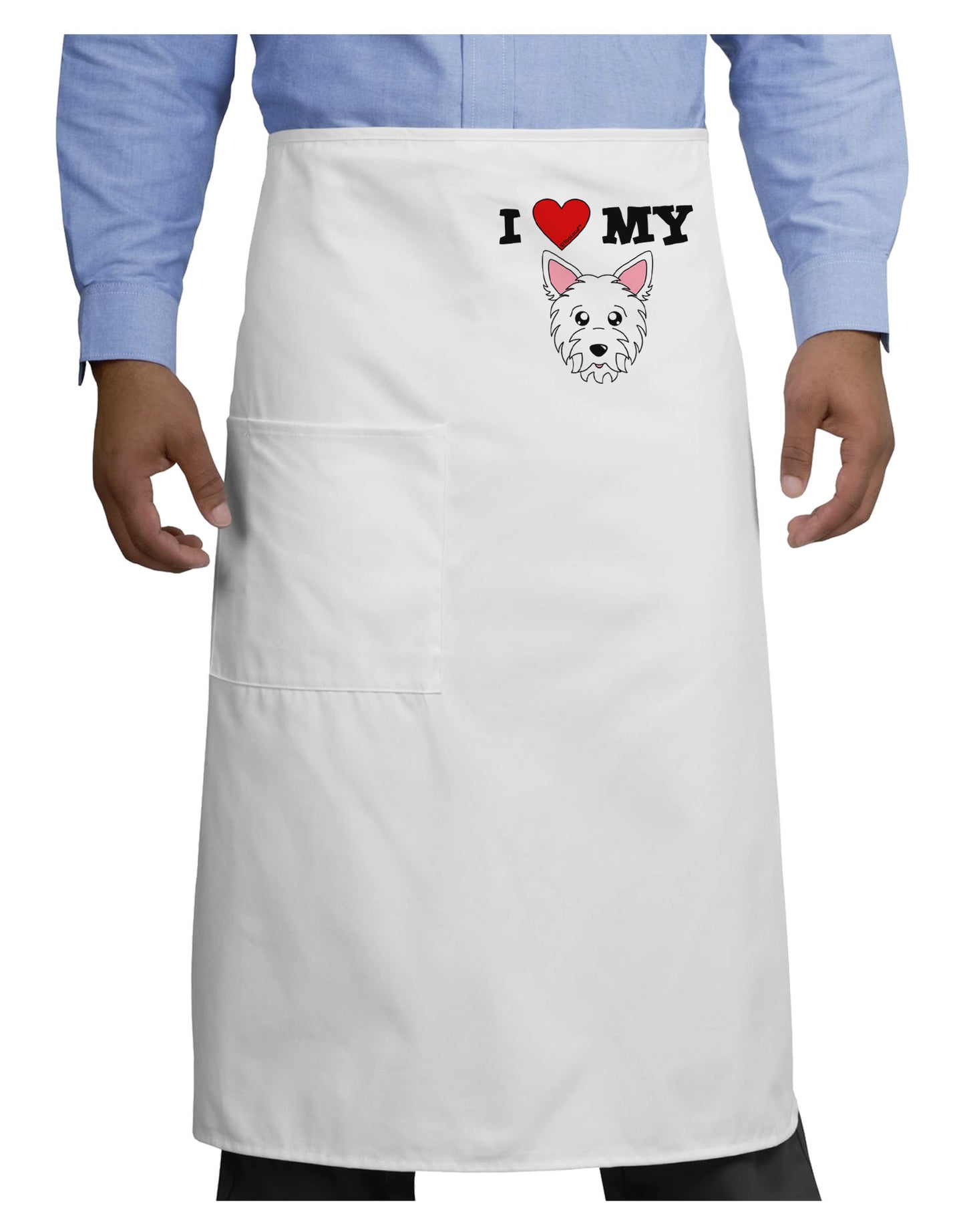 I Heart My - Cute Westie Dog Adult Bistro Apron by TooLoud-Bistro Apron-TooLoud-White-One-Size-Adult-Davson Sales