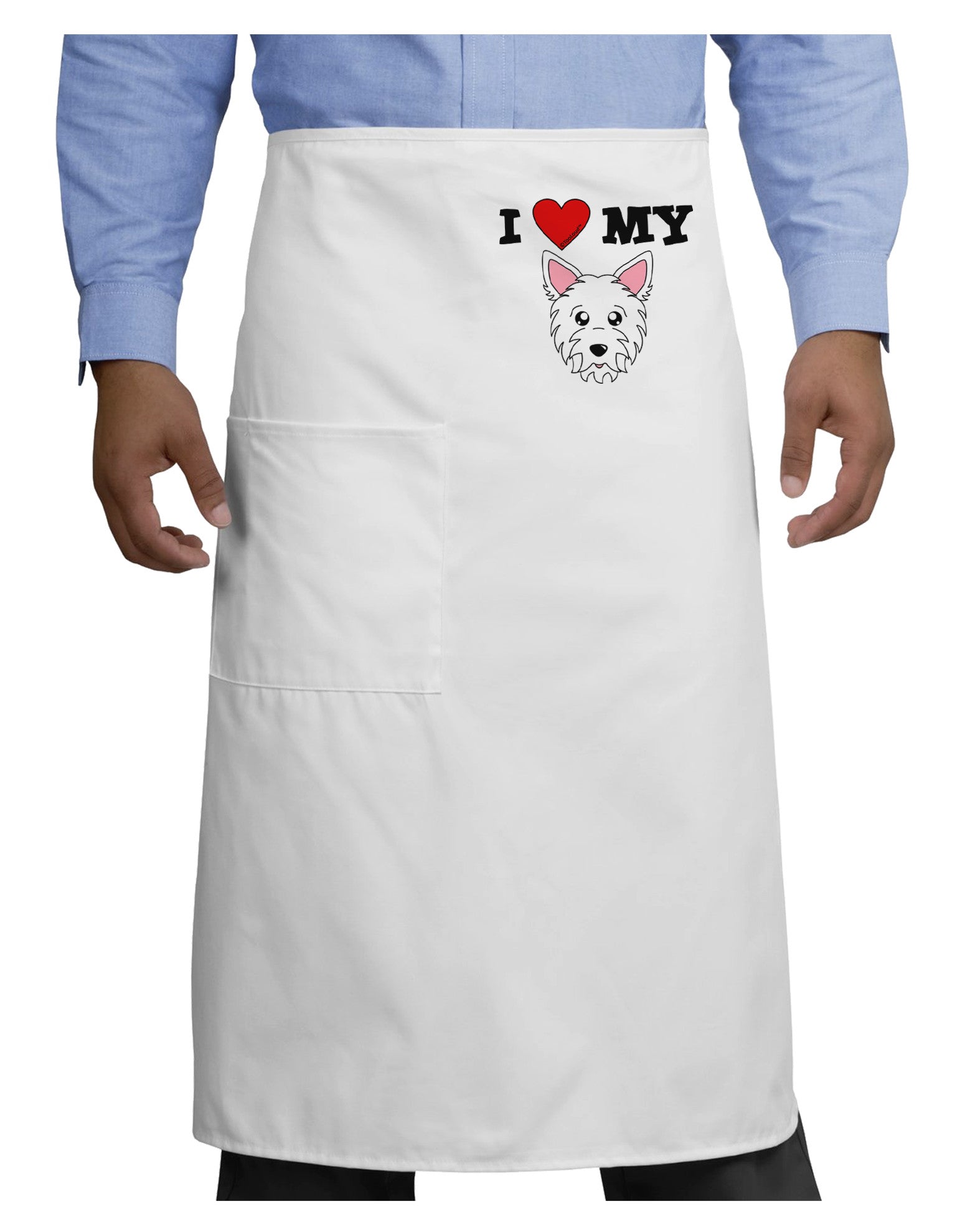 I Heart My - Cute Westie Dog Adult Bistro Apron by TooLoud-Bistro Apron-TooLoud-White-One-Size-Adult-Davson Sales