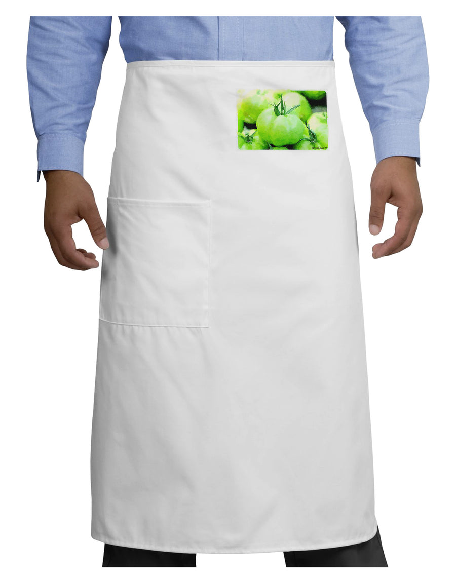 Watercolor Green Tomatoes Adult Bistro Apron-Bistro Apron-TooLoud-White-One-Size-Adult-Davson Sales