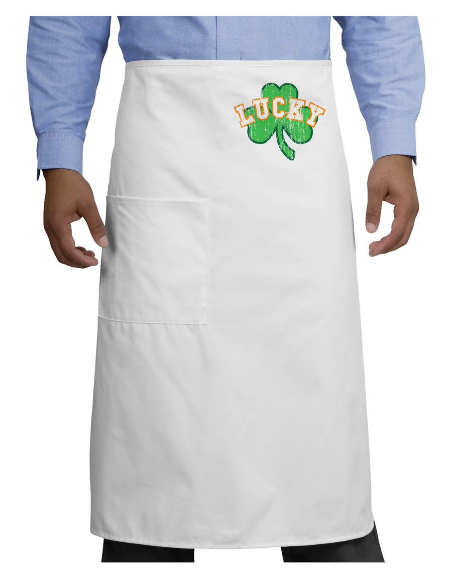 Lucky Shamrock Design Distressed Adult Bistro Apron by TooLoud-Bistro Apron-TooLoud-White-One-Size-Adult-Davson Sales