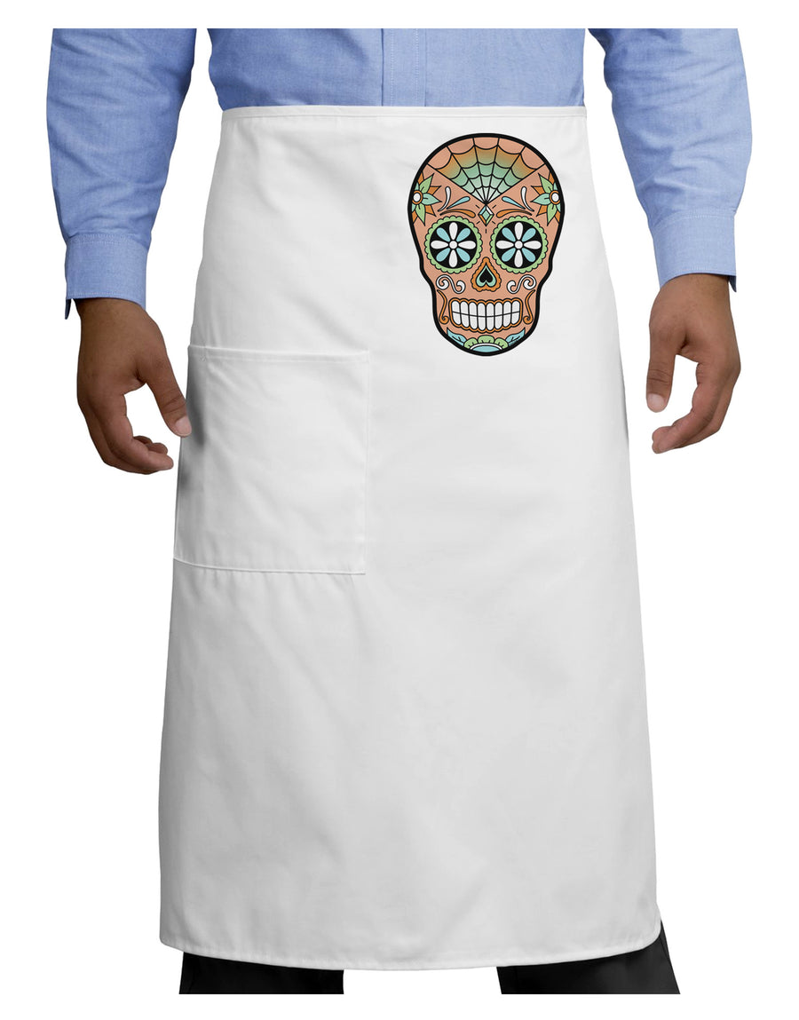 Version 6 Copper Patina Day of the Dead Calavera Adult Bistro Apron-Bistro Apron-TooLoud-White-One-Size-Adult-Davson Sales