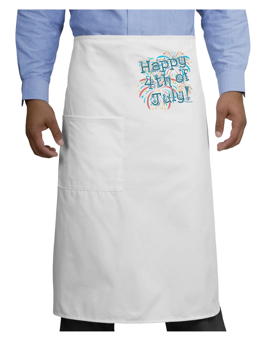 Happy 4th of July - Fireworks Design Adult Bistro Apron-Bistro Apron-TooLoud-White-One-Size-Adult-Davson Sales