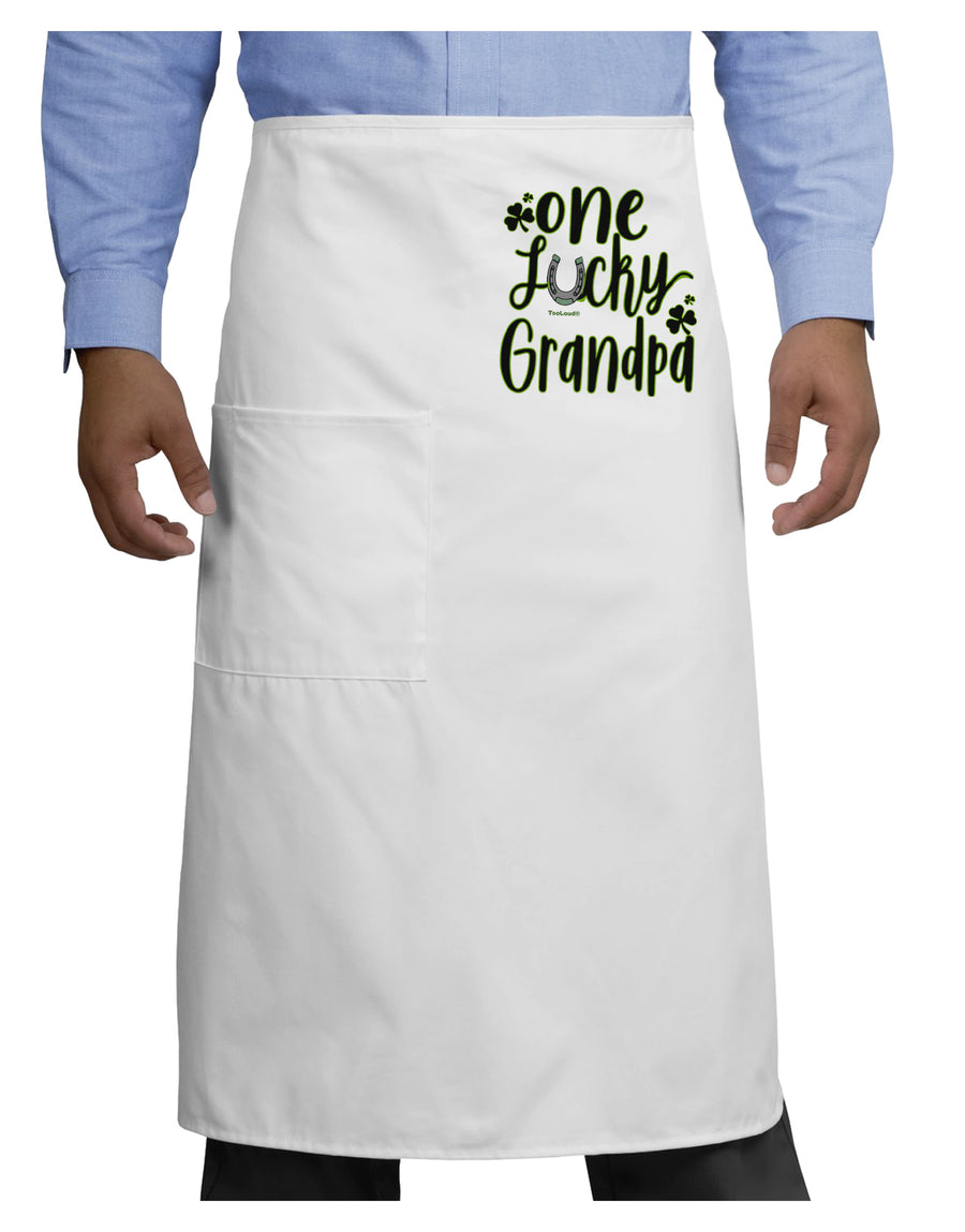 One Lucky Grandpa Shamrock Adult Bistro Apron-Bistro Apron-TooLoud-White-One-Size-Adult-Davson Sales