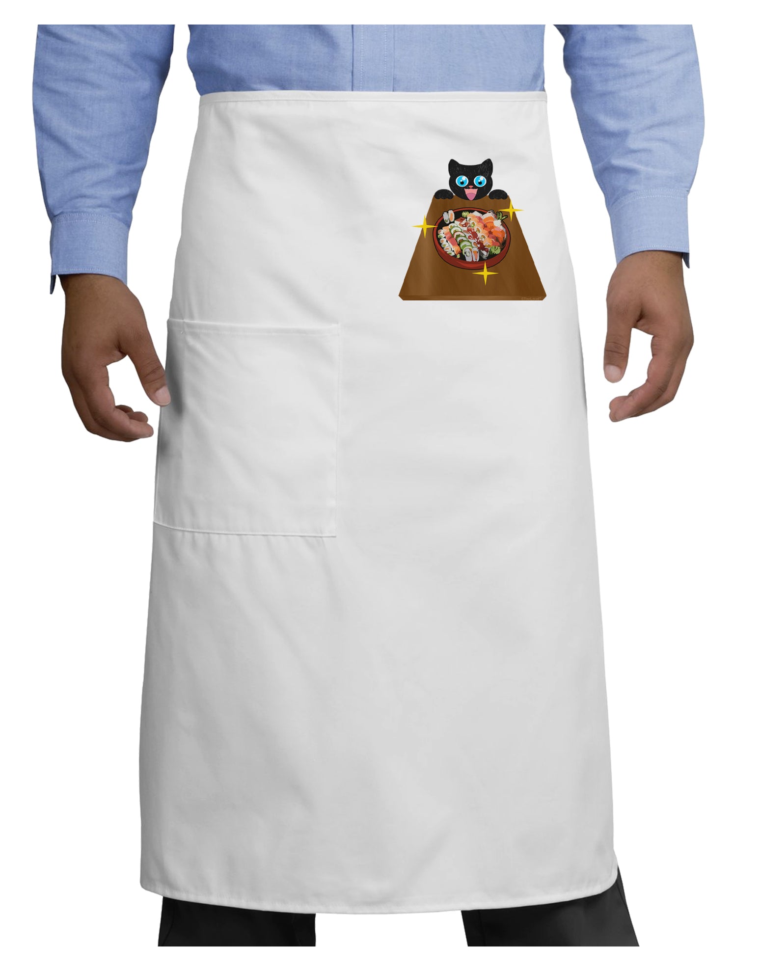 Anime Cat Loves Sushi Adult Bistro Apron by TooLoud-Bistro Apron-TooLoud-White-One-Size-Adult-Davson Sales