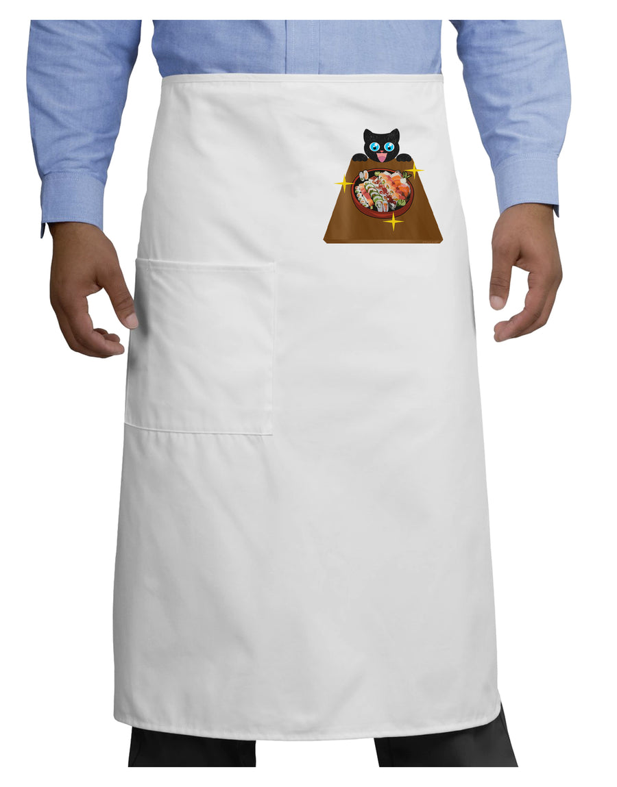 Anime Cat Loves Sushi Adult Bistro Apron by TooLoud-Bistro Apron-TooLoud-White-One-Size-Adult-Davson Sales