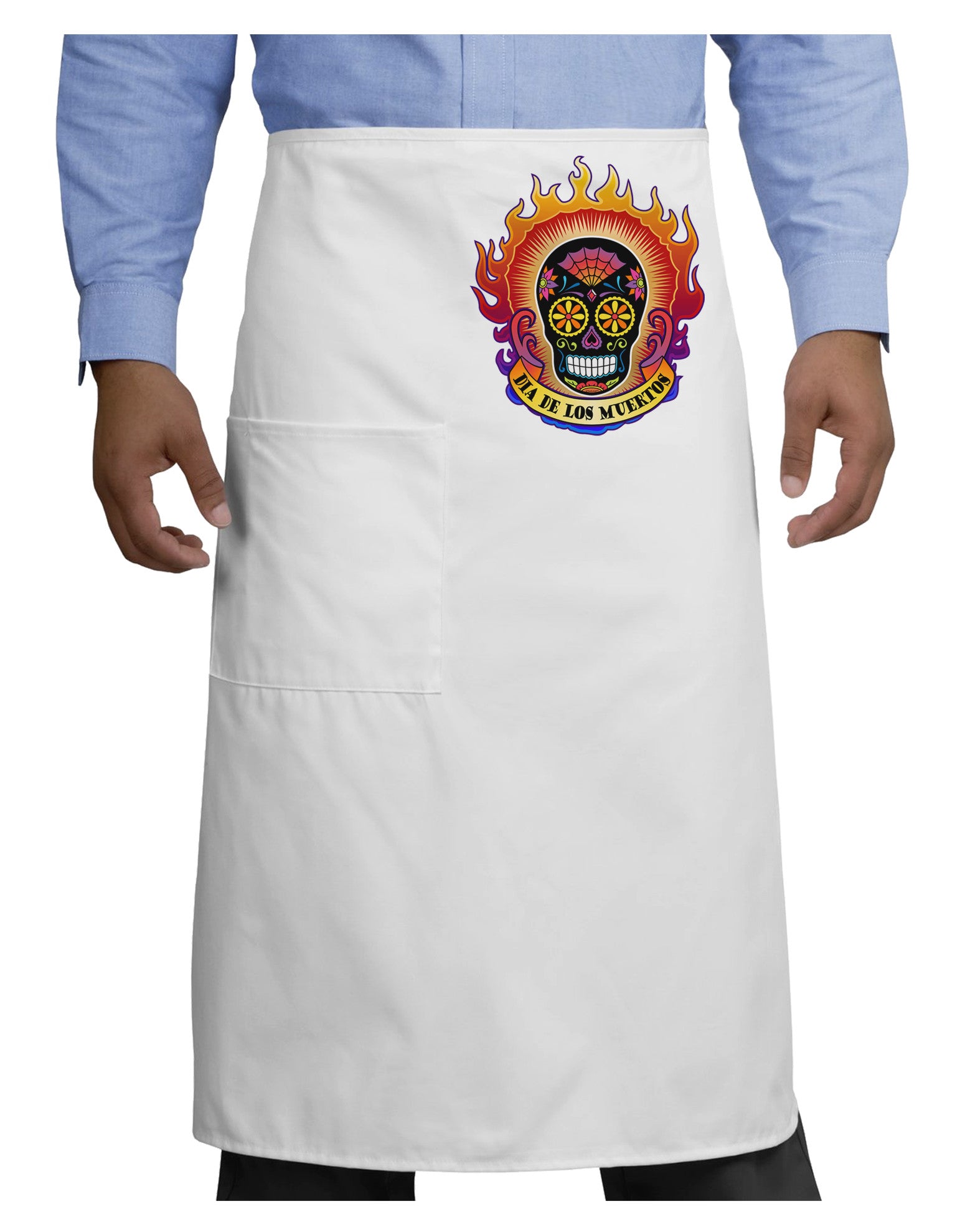 Dia de los Muertos Sacred Calavera Day of the Dead Adult Bistro Apron-Bistro Apron-TooLoud-White-One-Size-Adult-Davson Sales
