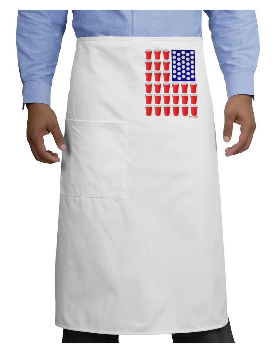 Beer Pong Flag Adult Bistro Apron-Bistro Apron-TooLoud-White-One-Size-Adult-Davson Sales