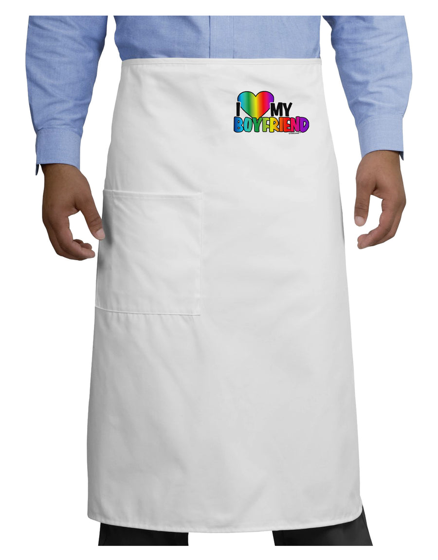 I Heart My Boyfriend - Rainbow Adult Bistro Apron-Bistro Apron-TooLoud-White-One-Size-Adult-Davson Sales