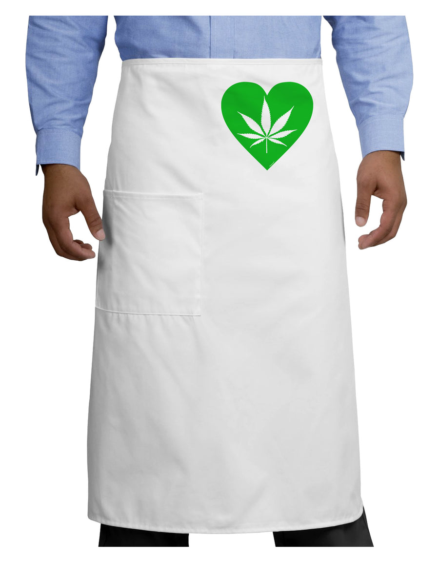 Marijuana Leaf Heart Green Adult Bistro Apron-Bistro Apron-TooLoud-White-One-Size-Adult-Davson Sales