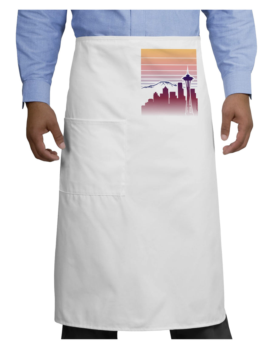 Seattle Skyline Sunrise Adult Bistro Apron-Bistro Apron-TooLoud-White-One-Size-Adult-Davson Sales