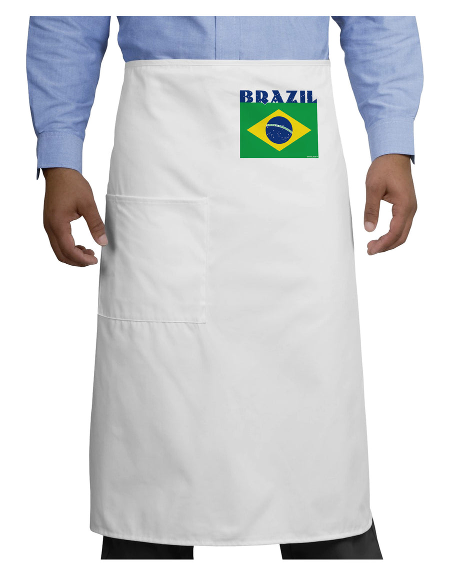 Brazil Flag Adult Bistro Apron-Bistro Apron-TooLoud-White-One-Size-Adult-Davson Sales