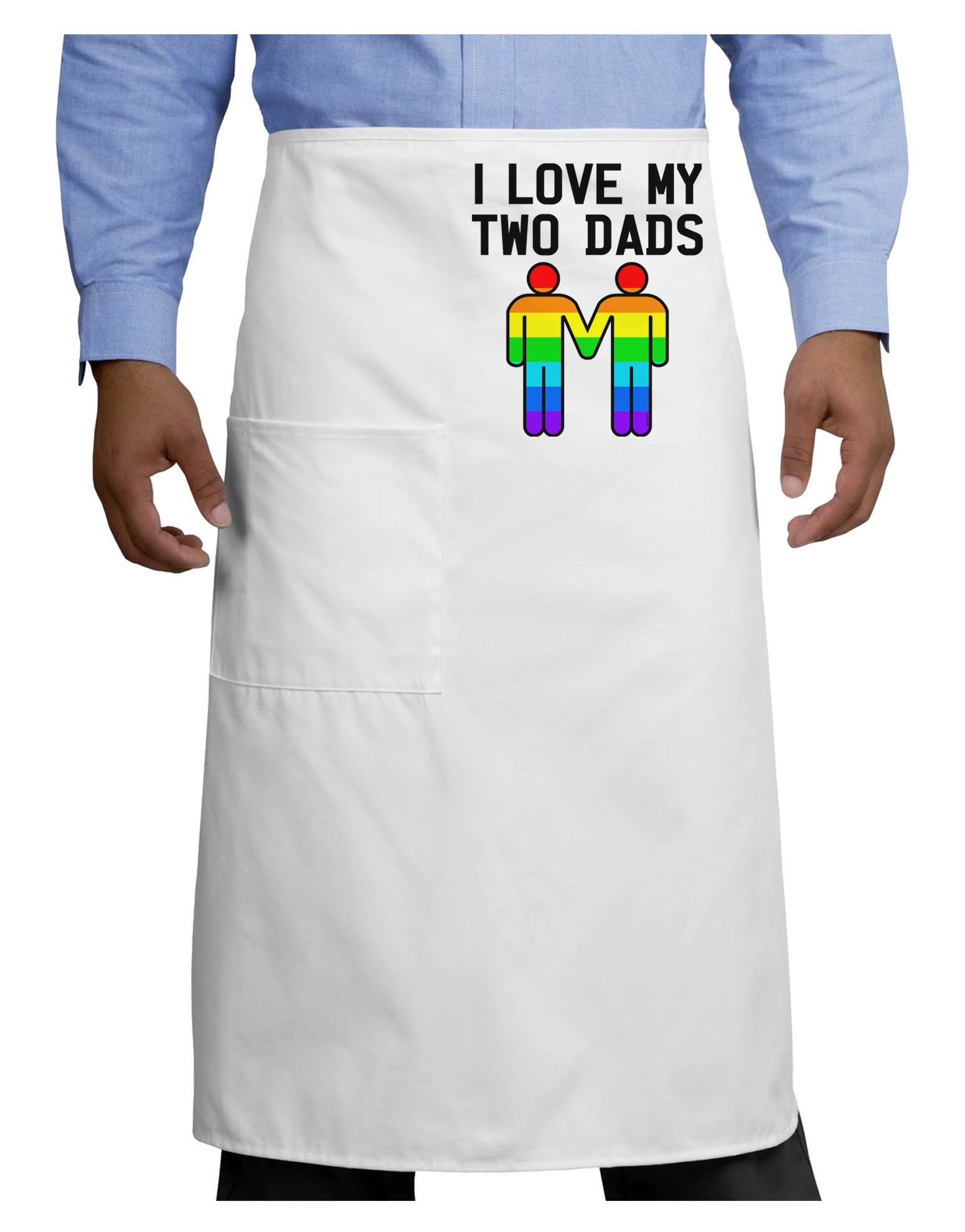 I Love My Two Dads LGBT Adult Bistro Apron-Bistro Apron-TooLoud-White-One-Size-Adult-Davson Sales