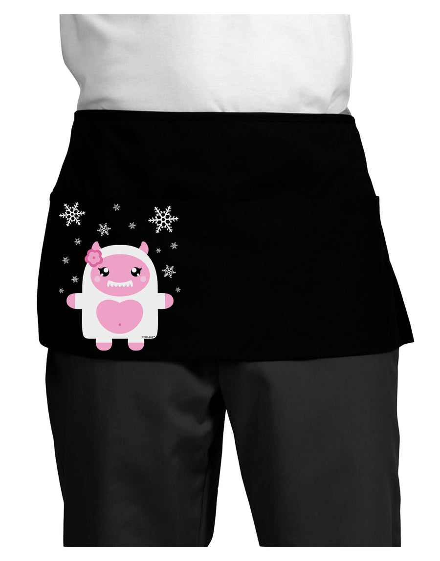 Cute Abominable Snowman Girl Yeti - Christmas Dark Adult Mini Waist Apron, Server Apron-Mini Waist Apron-TooLoud-Black-One-Size-Davson Sales