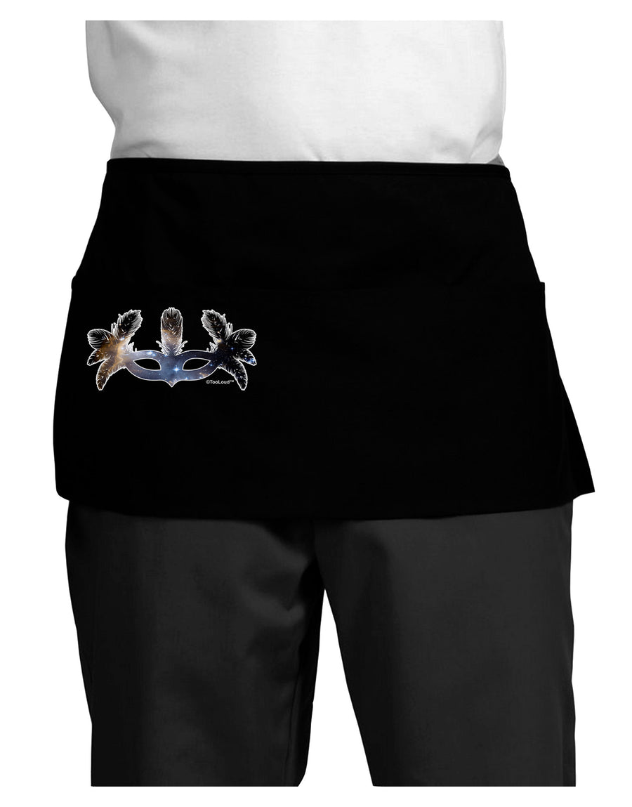 Galaxy Masquerade Mask Dark Adult Mini Waist Apron, Server Apron by TooLoud-Mini Waist Apron-TooLoud-Black-One-Size-Davson Sales