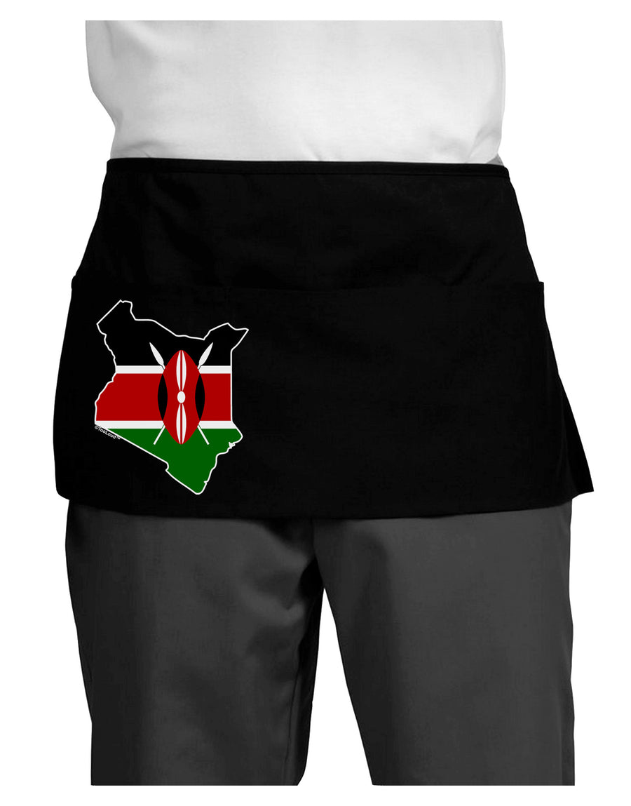 Kenya Flag Silhouette Dark Adult Mini Waist Apron, Server Apron-Mini Waist Apron-TooLoud-Black-One-Size-Davson Sales