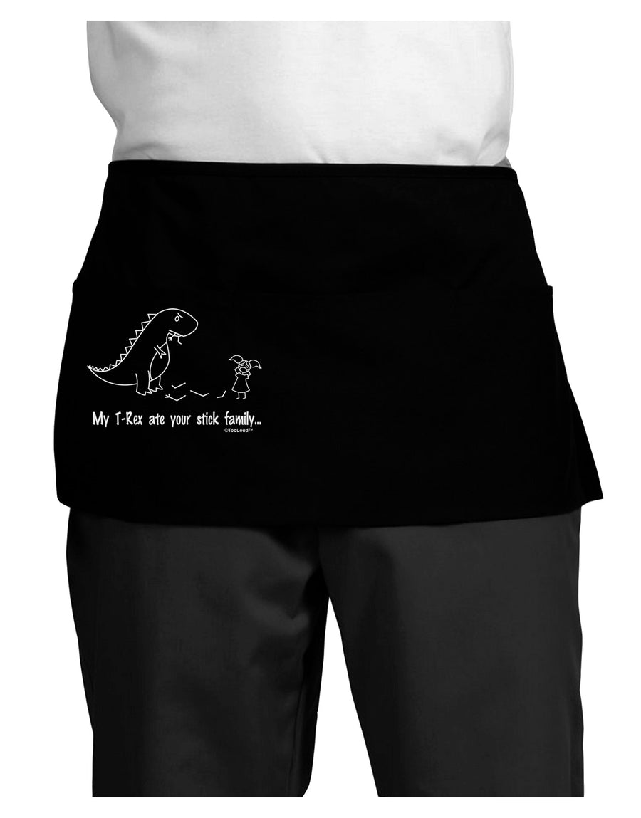 My T-Rex Ate Your Stick Family - Line Dark Adult Mini Waist Apron, Server Apron by TooLoud-Mini Waist Apron-TooLoud-Black-One-Size-Davson Sales