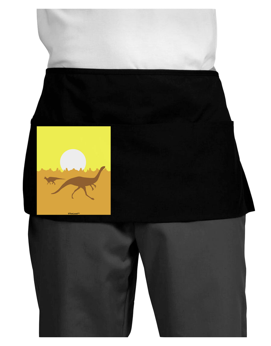 Jurassic Dinosaur Sunrise Dark Adult Mini Waist Apron, Server Apron by TooLoud-Mini Waist Apron-TooLoud-Black-One-Size-Davson Sales