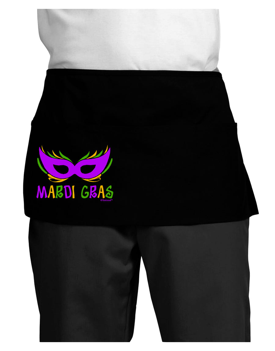 Mardi Gras - Purple Gold Green Mask Dark Adult Mini Waist Apron, Server Apron by TooLoud-Mini Waist Apron-TooLoud-Black-One-Size-Davson Sales