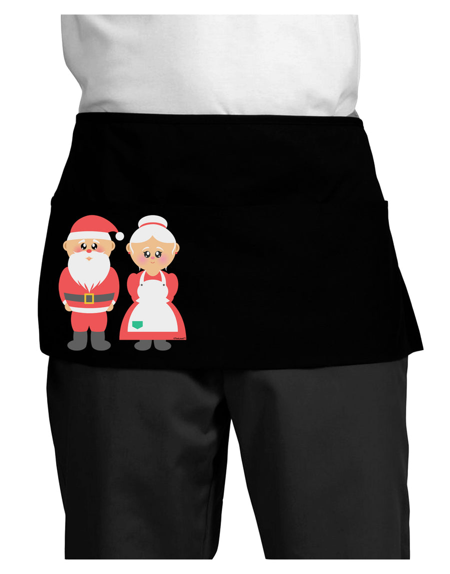 Cute Mr and Mrs Santa Claus Couple Christmas Dark Adult Mini Waist Apron, Server Apron-Mini Waist Apron-TooLoud-Black-One-Size-Davson Sales