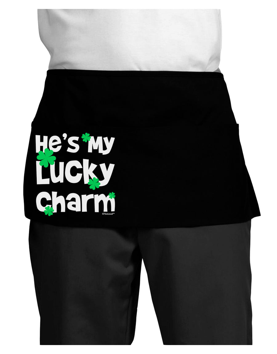 He's My Lucky Charm - Matching Couples Design Dark Adult Mini Waist Apron, Server Apron by TooLoud