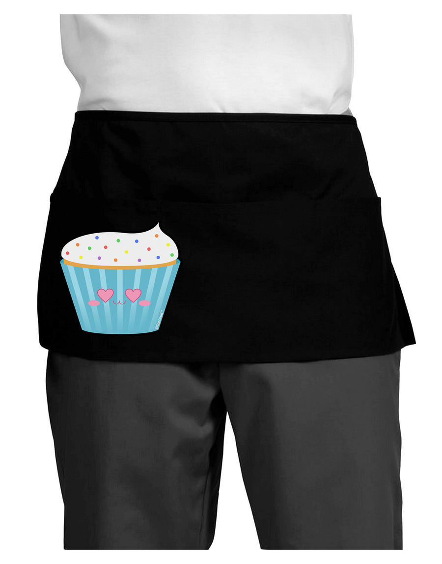 Cute Cupcake with Sprinkles - Heart Eyes Dark Adult Mini Waist Apron, Server Apron by TooLoud-Mini Waist Apron-TooLoud-Black-One-Size-Davson Sales