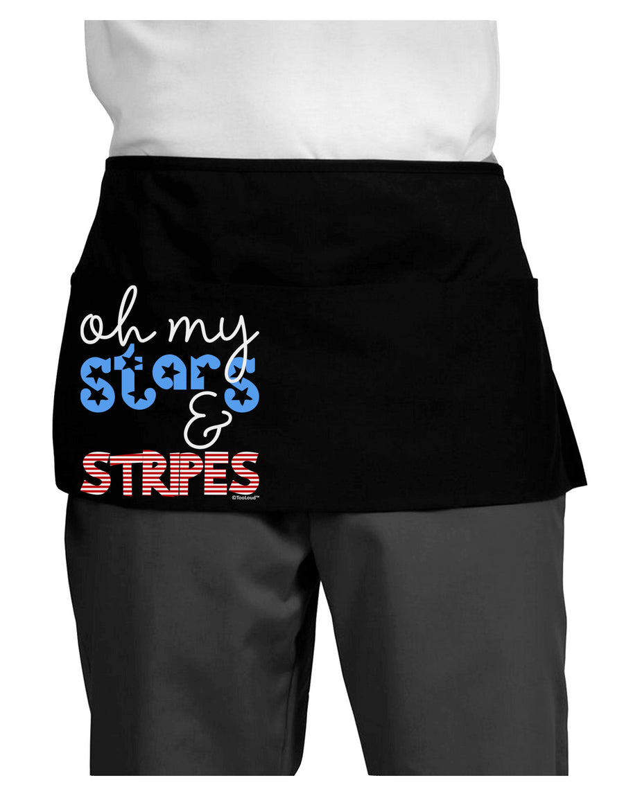 Oh My Stars and Stripes - Patriotic Design Dark Adult Mini Waist Apron, Server Apron-Mini Waist Apron-TooLoud-Black-One-Size-Davson Sales