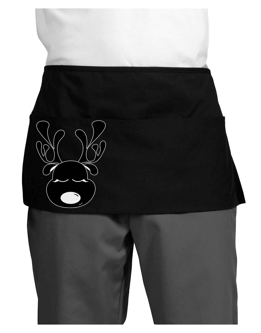 Cute Black Reindeer Face Christmas Dark Adult Mini Waist Apron, Server Apron-Mini Waist Apron-TooLoud-Black-One-Size-Davson Sales