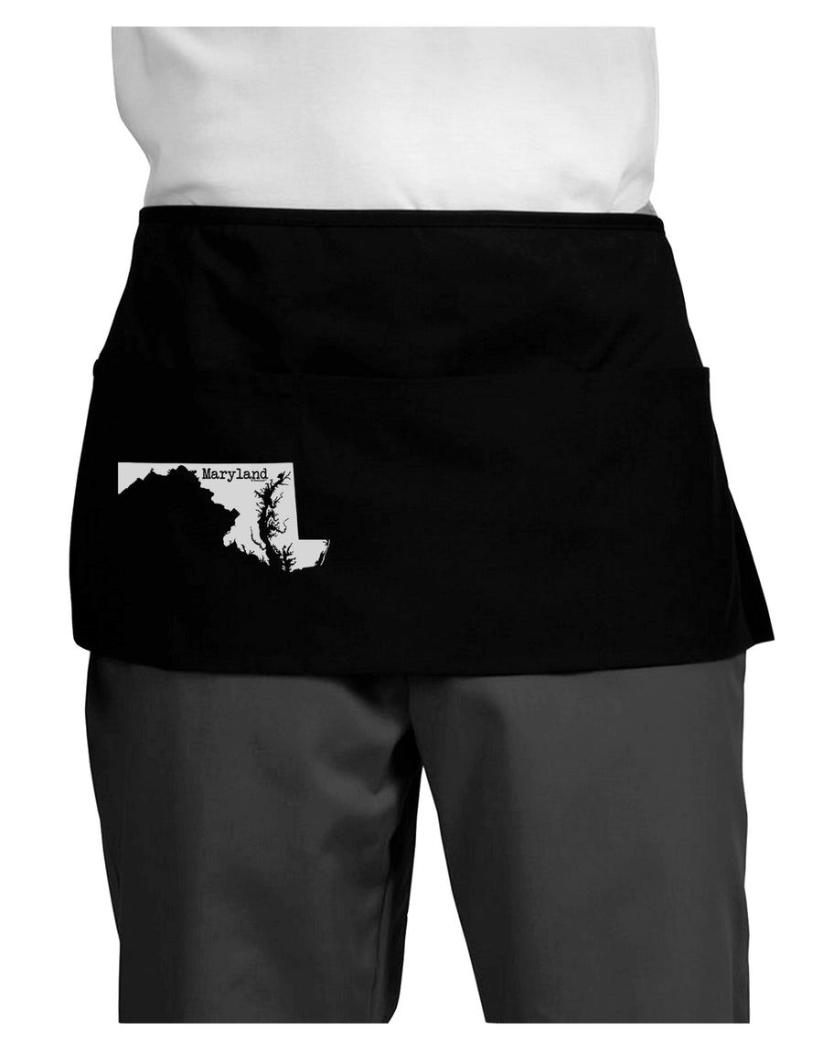 Maryland - United States Shape Dark Adult Mini Waist Apron, Server Apron by TooLoud-Mini Waist Apron-TooLoud-Black-One-Size-Davson Sales