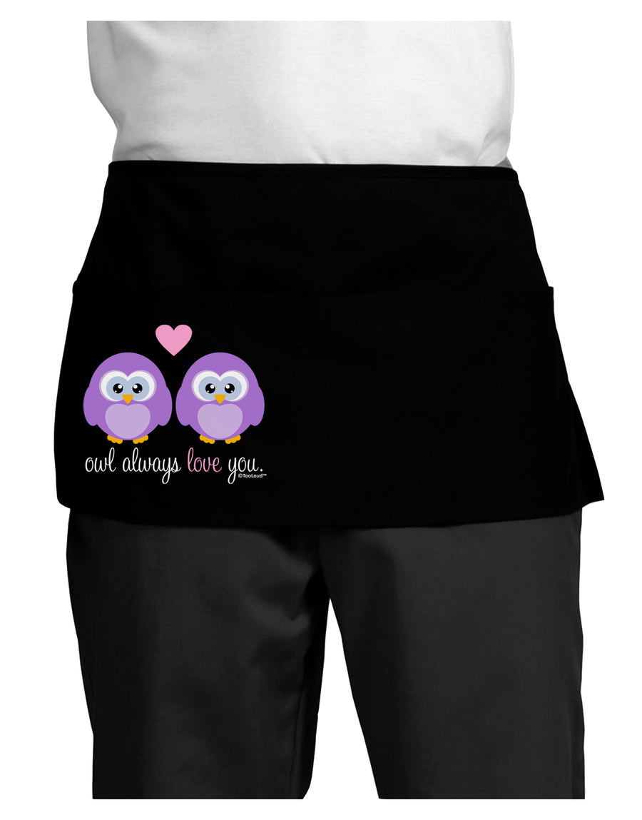 Owl Always Love You - Purple Owls Dark Adult Mini Waist Apron, Server Apron by TooLoud-Mini Waist Apron-TooLoud-Black-One-Size-Davson Sales