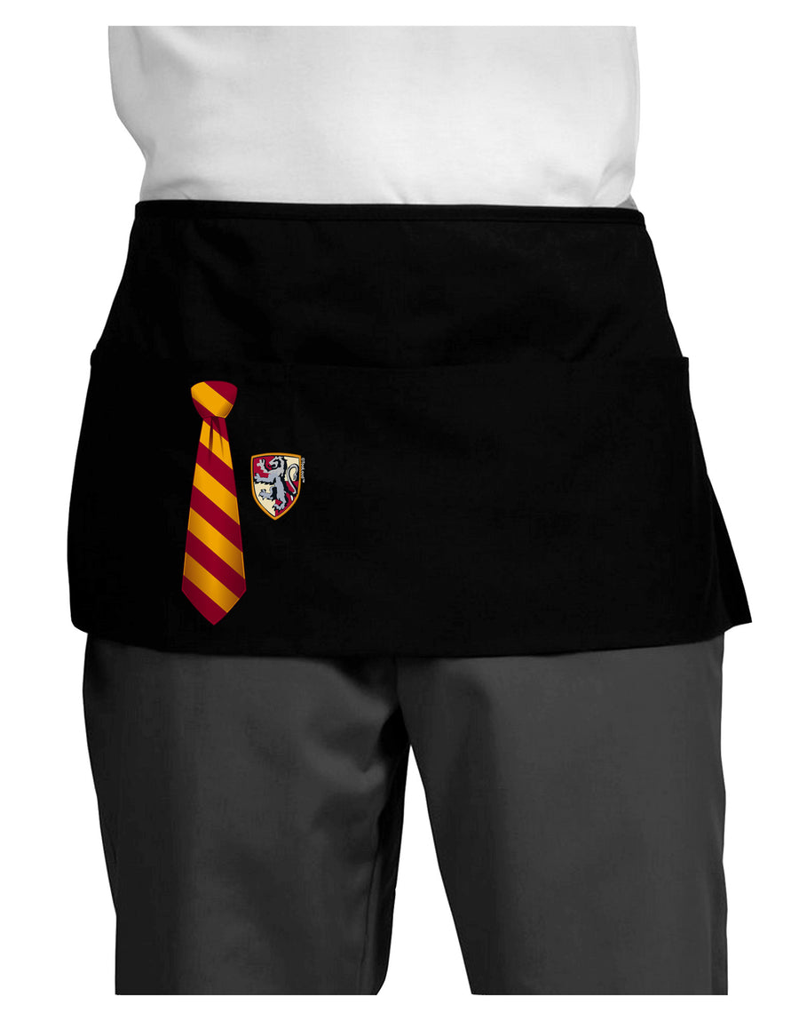 Wizard Tie Red and Yellow Dark Adult Mini Waist Apron, Server Apron-Mini Waist Apron-TooLoud-Black-One-Size-Davson Sales