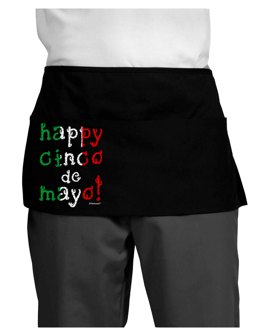 Happy Cinco de Mayo - Cactus Design Dark Adult Mini Waist Apron, Server Apron by TooLoud-Mini Waist Apron-TooLoud-Black-One-Size-Davson Sales