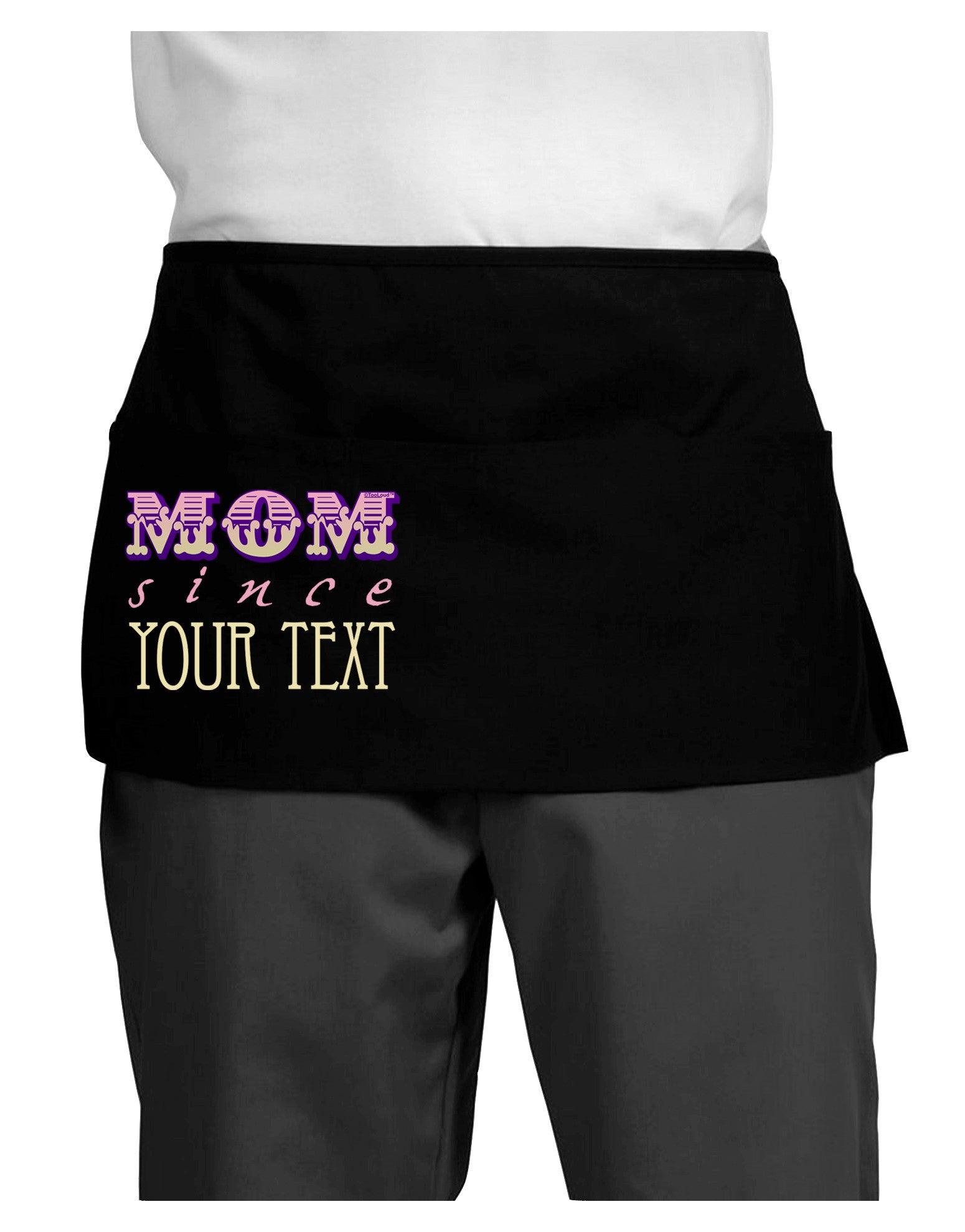 Personalized Mom Since ___ Dark Adult Mini Waist Apron, Server Apron-Mini Waist Apron-TooLoud-Black-One-Size-Davson Sales