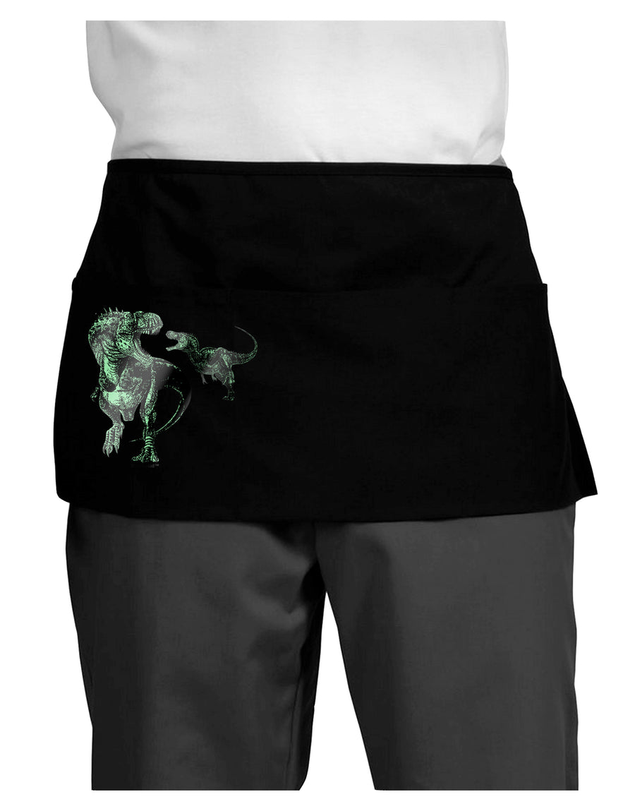 Jurassic Dinosaur Metallic - Silver Dark Adult Mini Waist Apron, Server Apron by TooLoud-Mini Waist Apron-TooLoud-Black-One-Size-Davson Sales