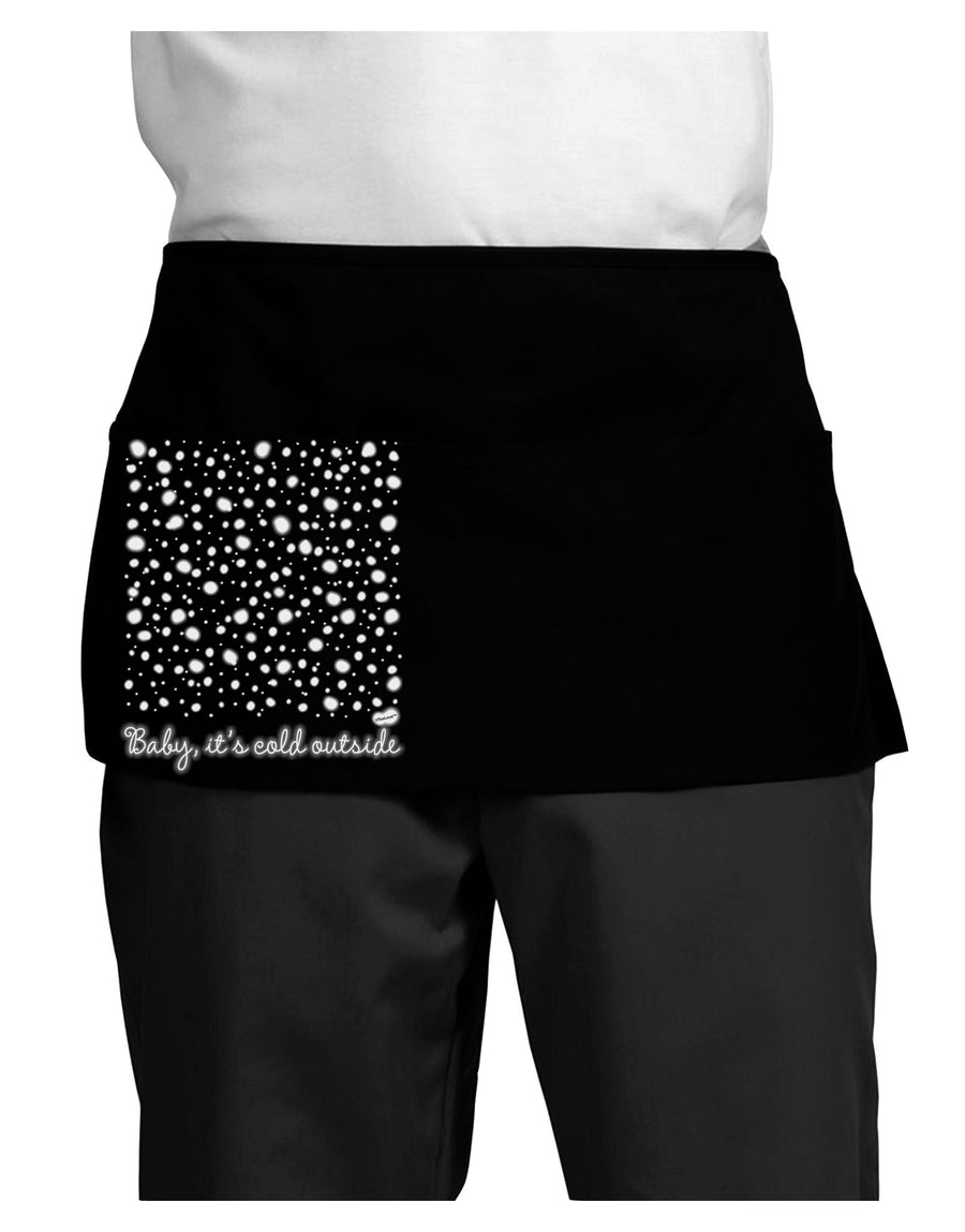 Baby It's Cold Outside Falling Snowflakes - Christmas Dark Adult Mini Waist Apron, Server Apron-Mini Waist Apron-TooLoud-Black-One-Size-Davson Sales