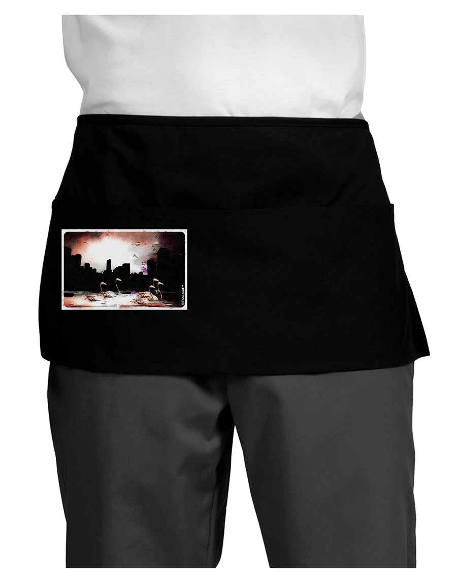 Nighttime Flamingos Dark Adult Mini Waist Apron, Server Apron-Mini Waist Apron-TooLoud-Black-One-Size-Davson Sales