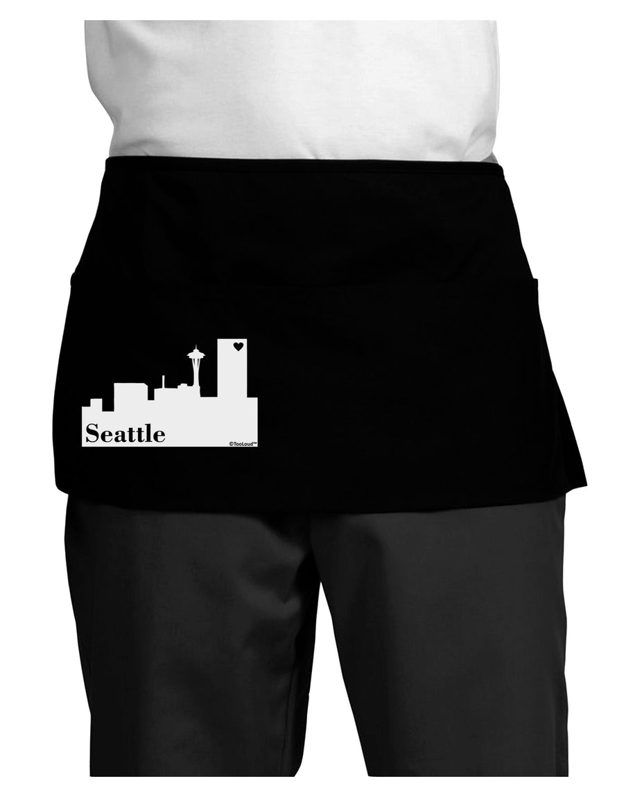 Seattle Skyline with Space Needle Dark Adult Mini Waist Apron, Server Apron by TooLoud-Mini Waist Apron-TooLoud-Black-One-Size-Davson Sales