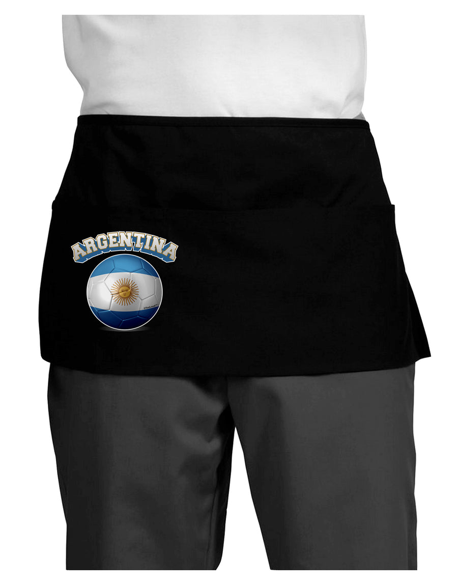 Soccer Ball Flag - Argentina Dark Adult Mini Waist Apron, Server Apron-Mini Waist Apron-TooLoud-Black-One-Size-Davson Sales