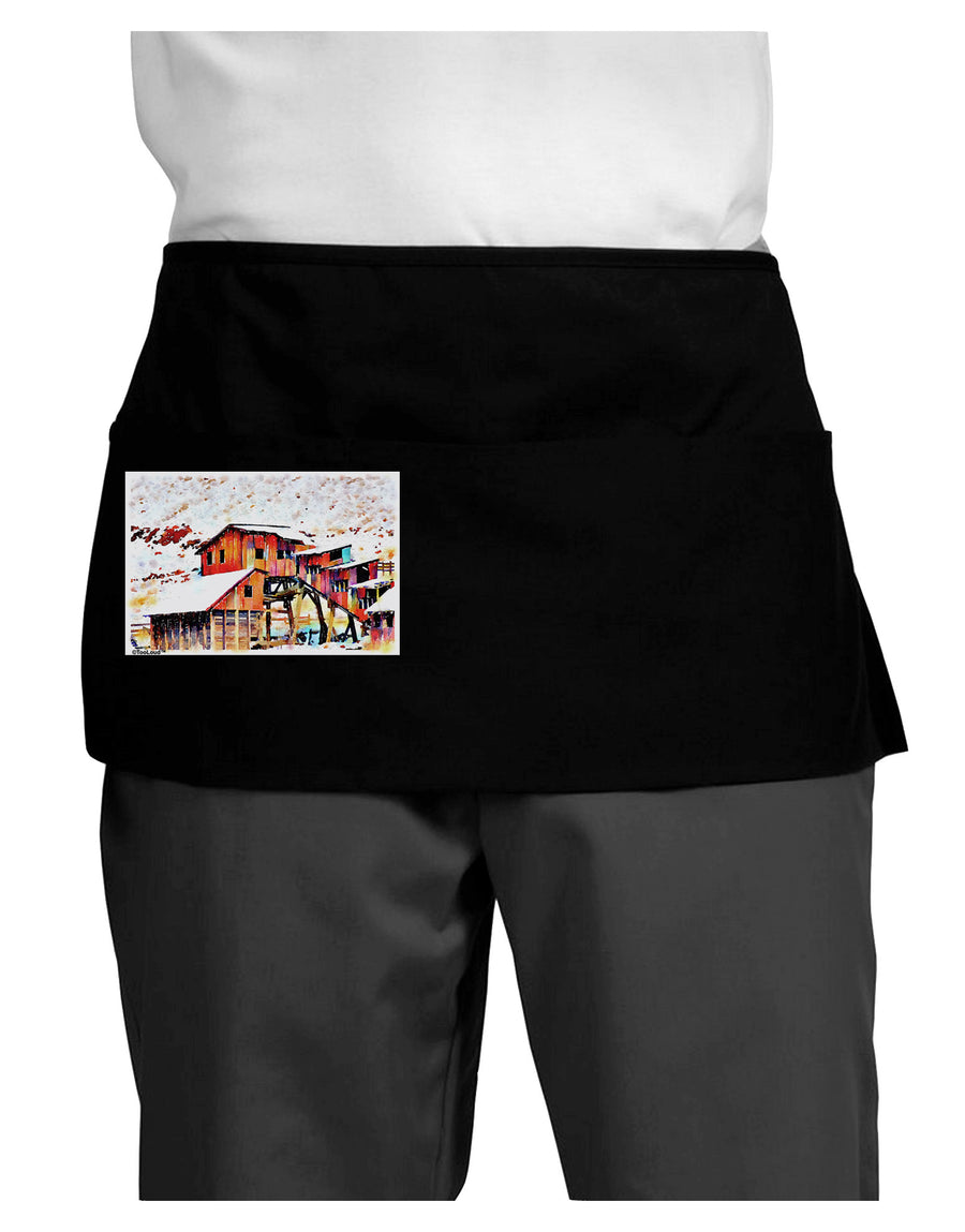 Mine Scene Colorado Watercolor Dark Adult Mini Waist Apron, Server Apron-Mini Waist Apron-TooLoud-Black-One-Size-Davson Sales