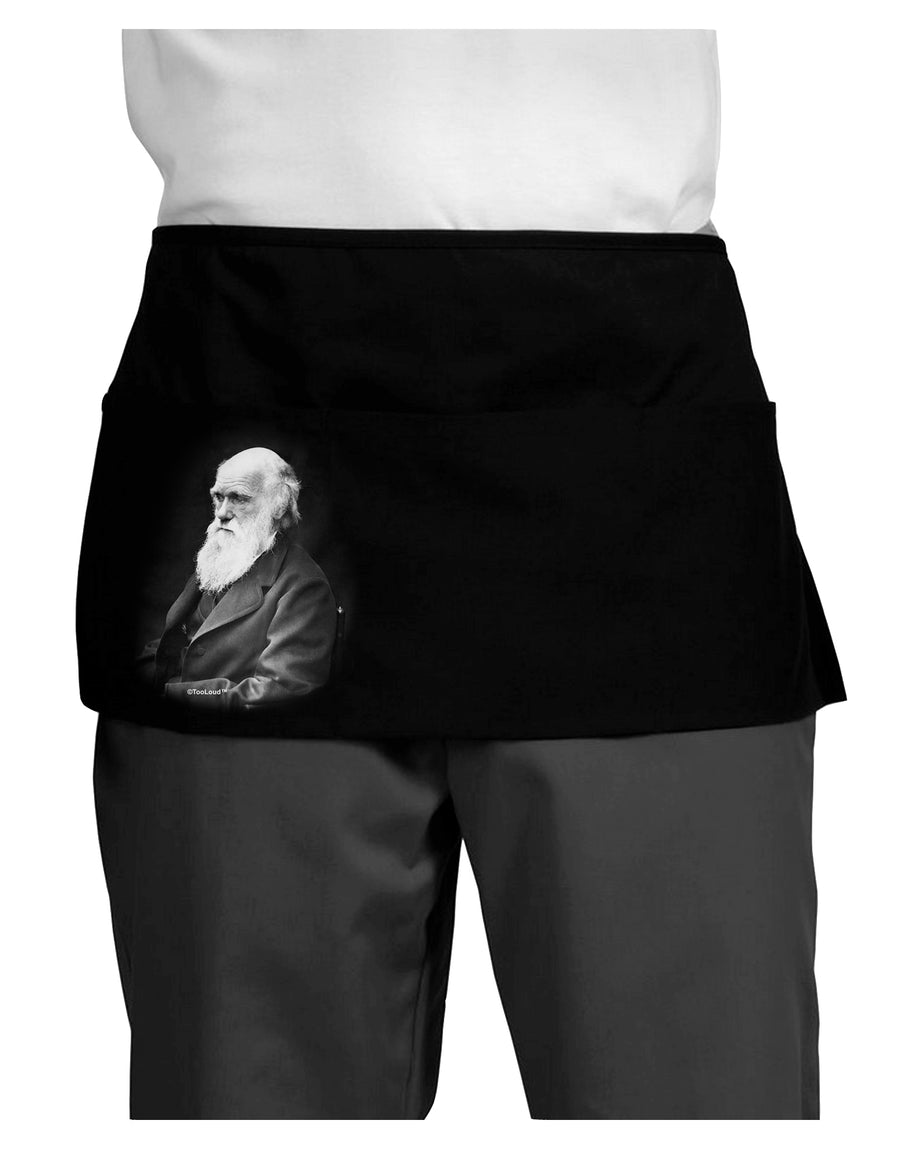 Charles Darwin Black and White Dark Adult Mini Waist Apron, Server Apron by TooLoud-Mini Waist Apron-TooLoud-Black-One-Size-Davson Sales