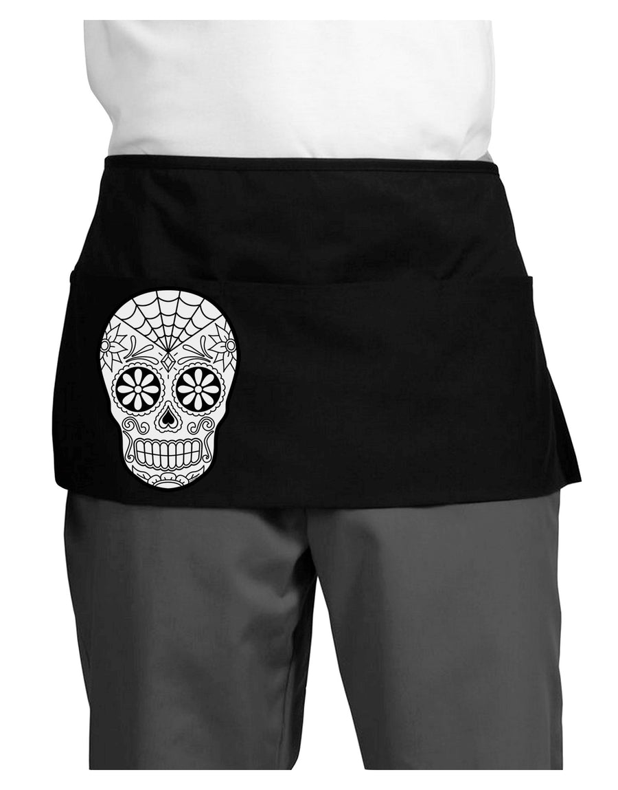 Color Your Own Dia de los Muertos Calavera Dark Adult Mini Waist Apron, Server Apron-Mini Waist Apron-TooLoud-Black-One-Size-Davson Sales